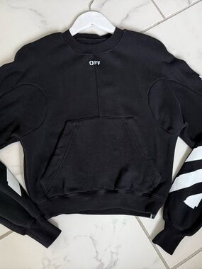 Off-White Black Crewneck Sweatshirt with White 'OFF' Chest Logo